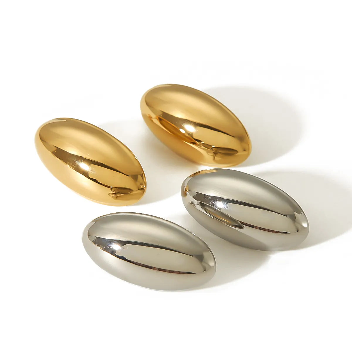 1 Pair IG Style Modern Style Classic Style Oval Polishing Plating 304 Stainless Steel 18K Gold Plated Ear Studs