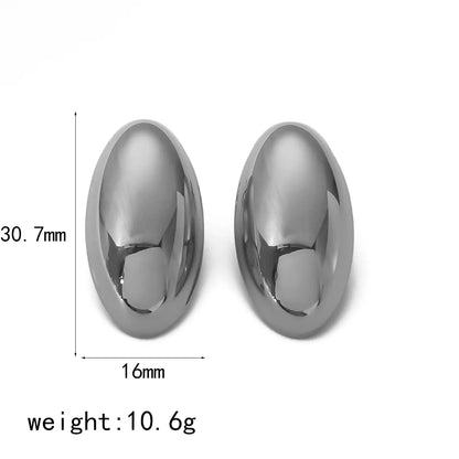 1 Pair IG Style Modern Style Classic Style Oval Polishing Plating 304 Stainless Steel 18K Gold Plated Ear Studs