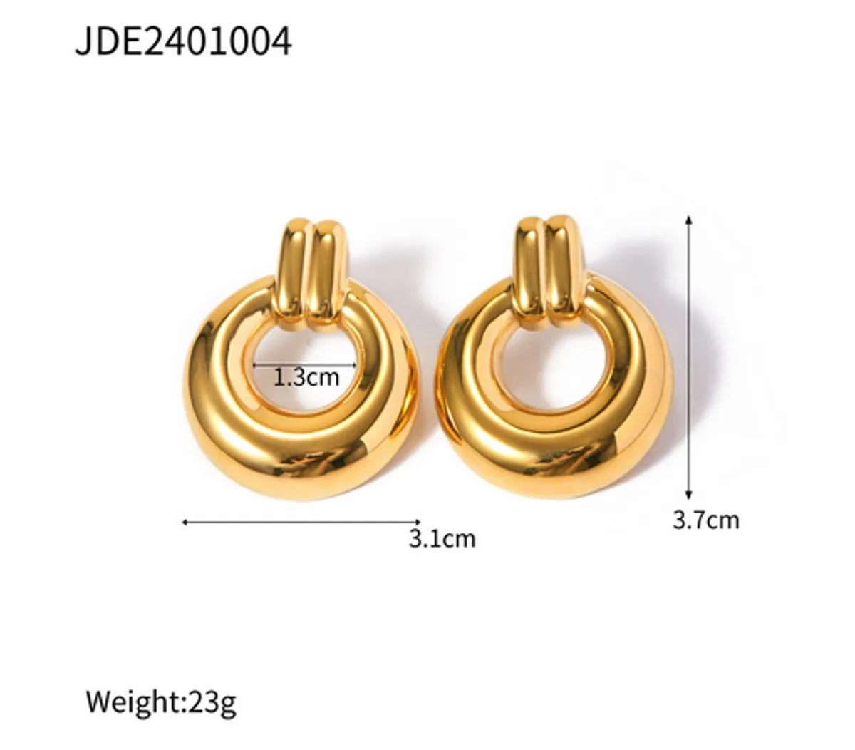 1 Pair IG Style Modern Style Classic Style Round 316 Stainless Steel  18K Gold Plated Ear Studs