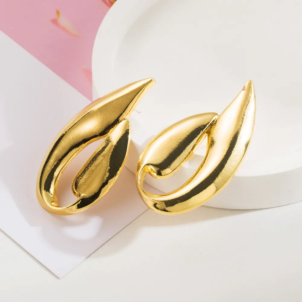 1 Pair IG Style Modern Style Classic Style Solid Color Spiral Plating Alloy 14K Gold Plated Ear Studs