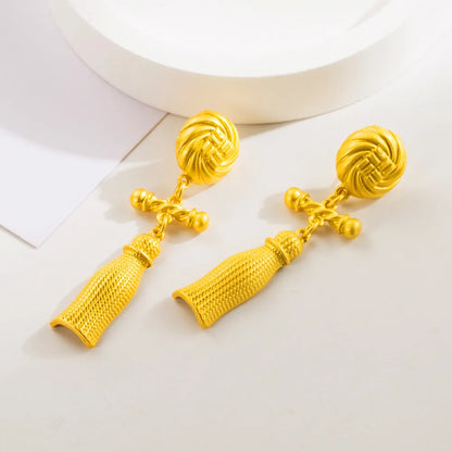 1 Pair IG Style Modern Style Classic Style Solid Color Spiral Plating Alloy 14K Gold Plated Ear Studs