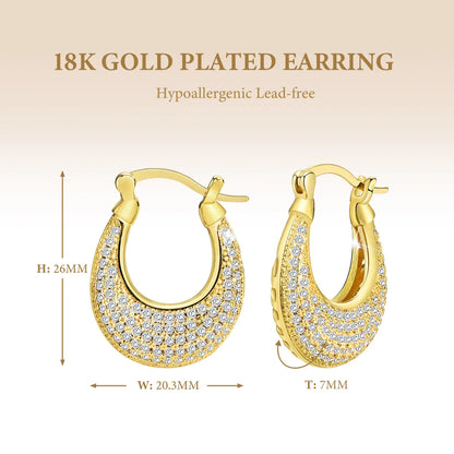 1 Pair IG Style Modern Style Classic Style U Shape Inlay Copper Zircon 18K Gold Plated Drop Earrings