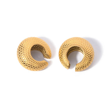 1 Pair IG Style Modern Style Fish Scales 316 Stainless Steel  18K Gold Plated Ear Cuffs