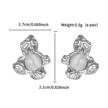 1 Pair IG Style Modern Style Geometric Flower Plating Inlay 304 Stainless Steel Artificial Gemstones 14K Gold Plated Ear Studs