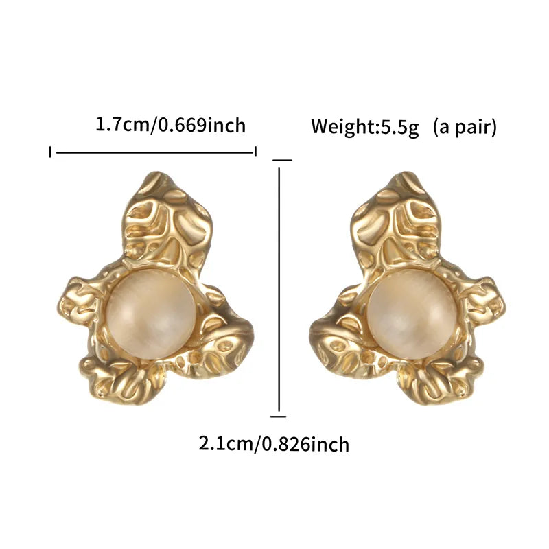 1 Pair IG Style Modern Style Geometric Flower Plating Inlay 304 Stainless Steel Artificial Gemstones 14K Gold Plated Ear Studs