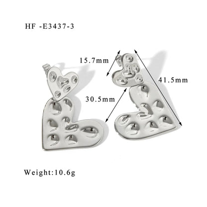 1 Pair IG Style Modern Style Geometric Heart Shape Plating 304 Stainless Steel 18K Gold Plated Ear Studs