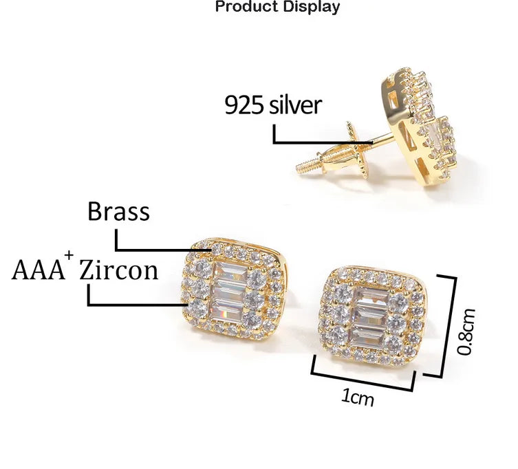 1 Pair IG Style Modern Style Geometric Inlay Copper Zircon Ear Studs