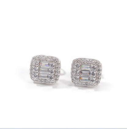 1 Pair IG Style Modern Style Geometric Inlay Copper Zircon Ear Studs