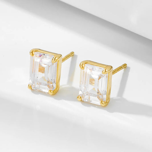 1 Pair Ig Style Modern Style Geometric Square Plating Inlay Sterling Silver Zircon 14k Gold Plated Rhodium Plated Ear Studs