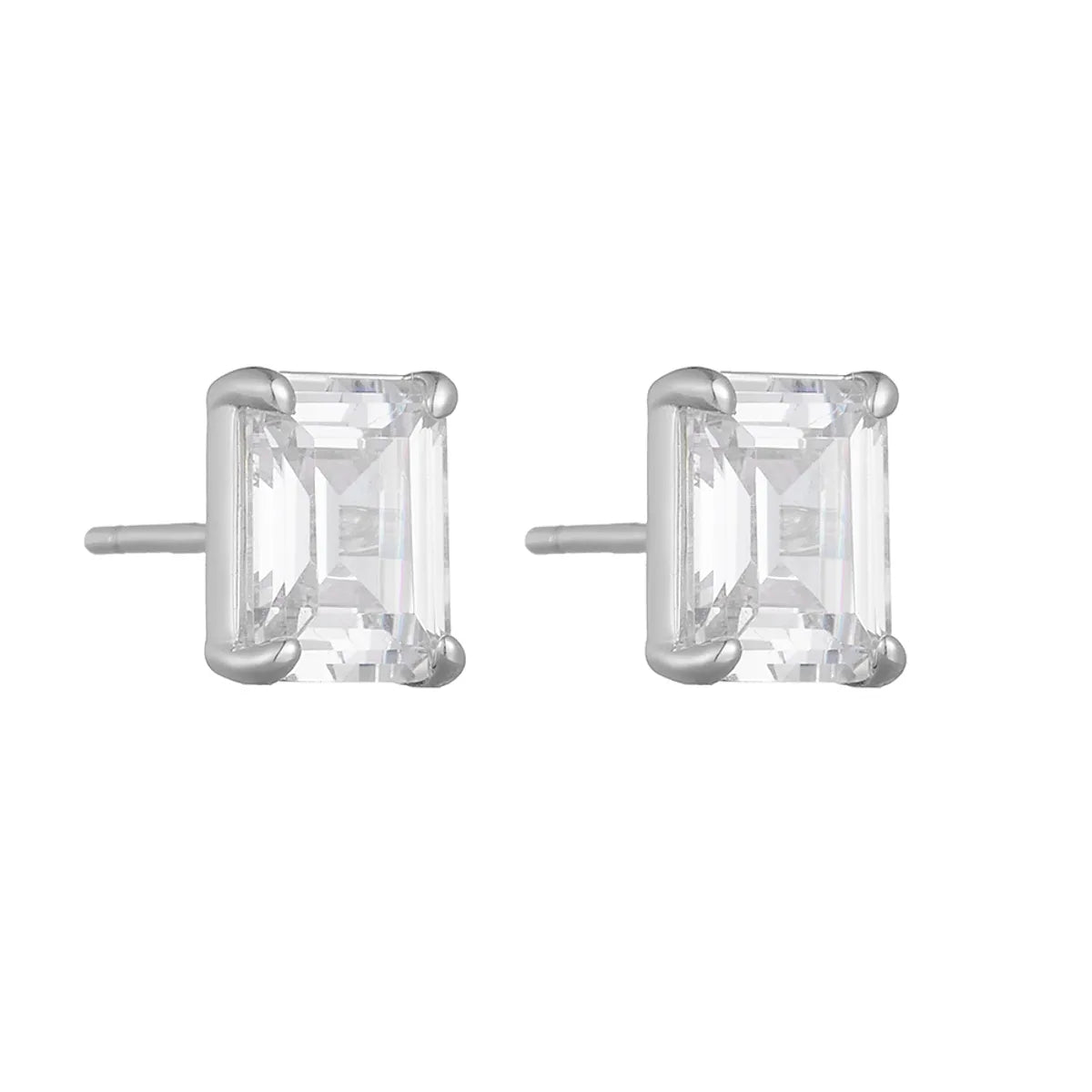 1 Pair Ig Style Modern Style Geometric Square Plating Inlay Sterling Silver Zircon 14k Gold Plated Rhodium Plated Ear Studs