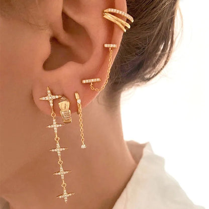 1 Pair IG Style Modern Style Geometric Star Inlay Copper Zircon Drop Earrings