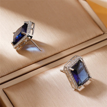 1 Pair IG Style Modern Style Korean Style Square Inlay Copper Zircon Rhodium Plated Ear Studs