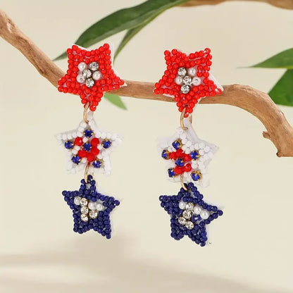 1 Pair IG Style Modern Style Letter Star Beaded Sequins Inlay Beaded Plastic Cloth Rhinestones Drop Earrings