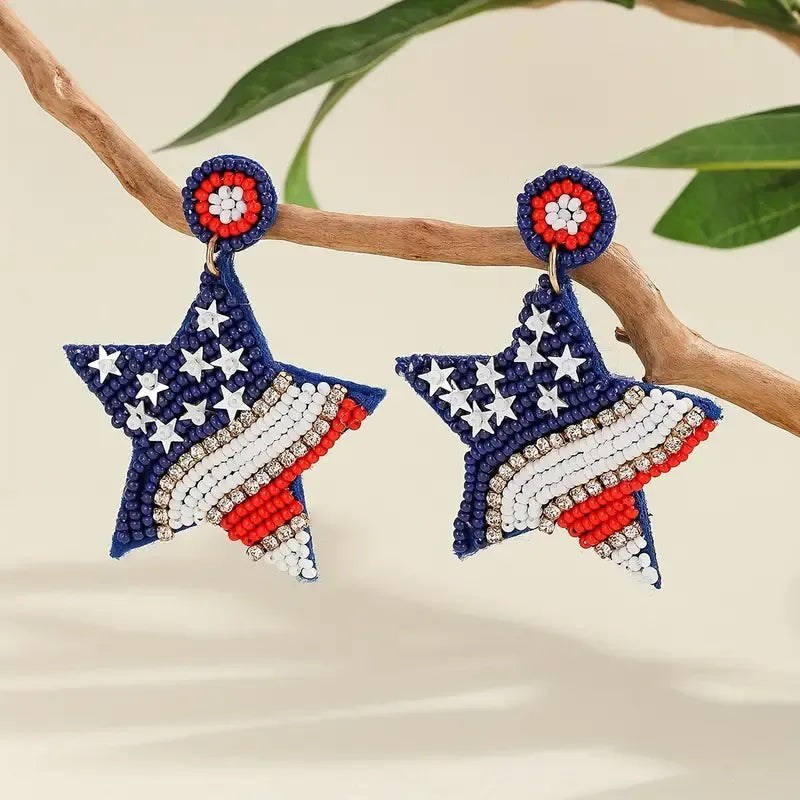 1 Pair IG Style Modern Style Letter Star Beaded Sequins Inlay Beaded Plastic Cloth Rhinestones Drop Earrings