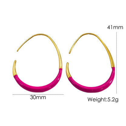 1 Pair IG Style Modern Style Simple Style Geometric Enamel 304 Stainless Steel 14K Gold Plated Ear Studs