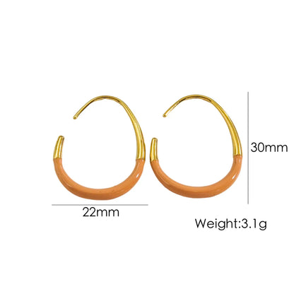 1 Pair IG Style Modern Style Simple Style Geometric Enamel 304 Stainless Steel 14K Gold Plated Ear Studs