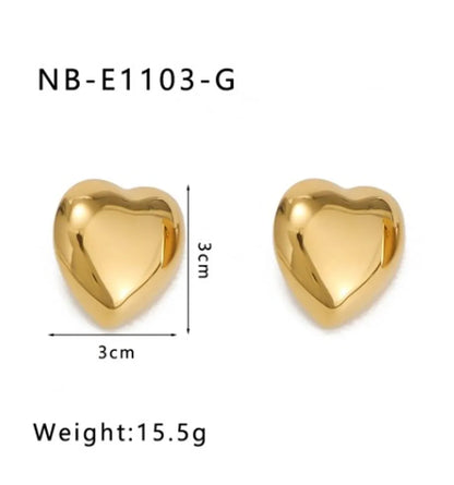 1 Pair IG Style Modern Style Simple Style Heart Shape Stainless Steel 18K Gold Plated Ear Studs