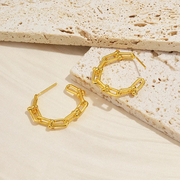 1 Pair Ig Style Modern Style Solid Color Plating Chain Copper 18k Gold Plated Ear Studs