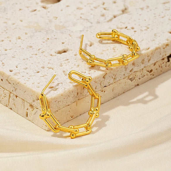 1 Pair Ig Style Modern Style Solid Color Plating Chain Copper 18k Gold Plated Ear Studs
