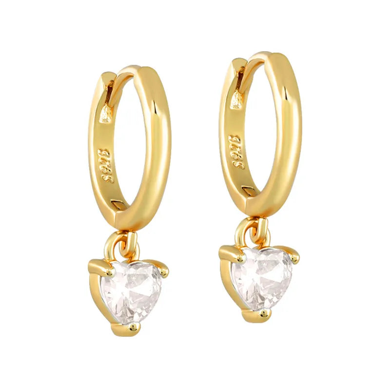 1 Pair IG Style Modern Style U Shape Geometric Heart Shape Inlay Copper Zircon Drop Earrings