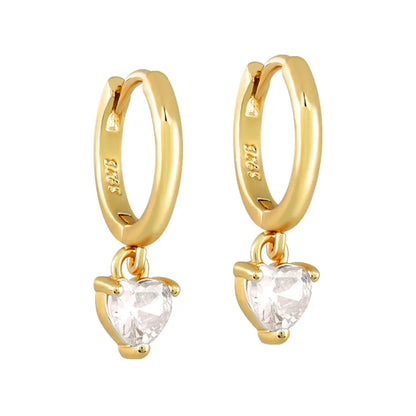 1 Pair IG Style Modern Style U Shape Geometric Heart Shape Inlay Copper Zircon Drop Earrings