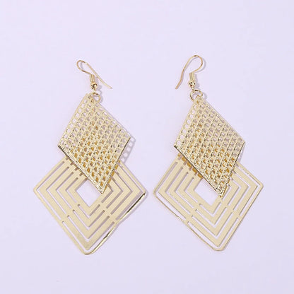 1 Pair IG Style Nordic Style Exaggerated Rhombus Metal Gold Plated Drop Earrings