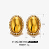 1 Pair IG Style Oval Inlay 304 Stainless Steel Zircon 18K Gold Plated Ear Studs