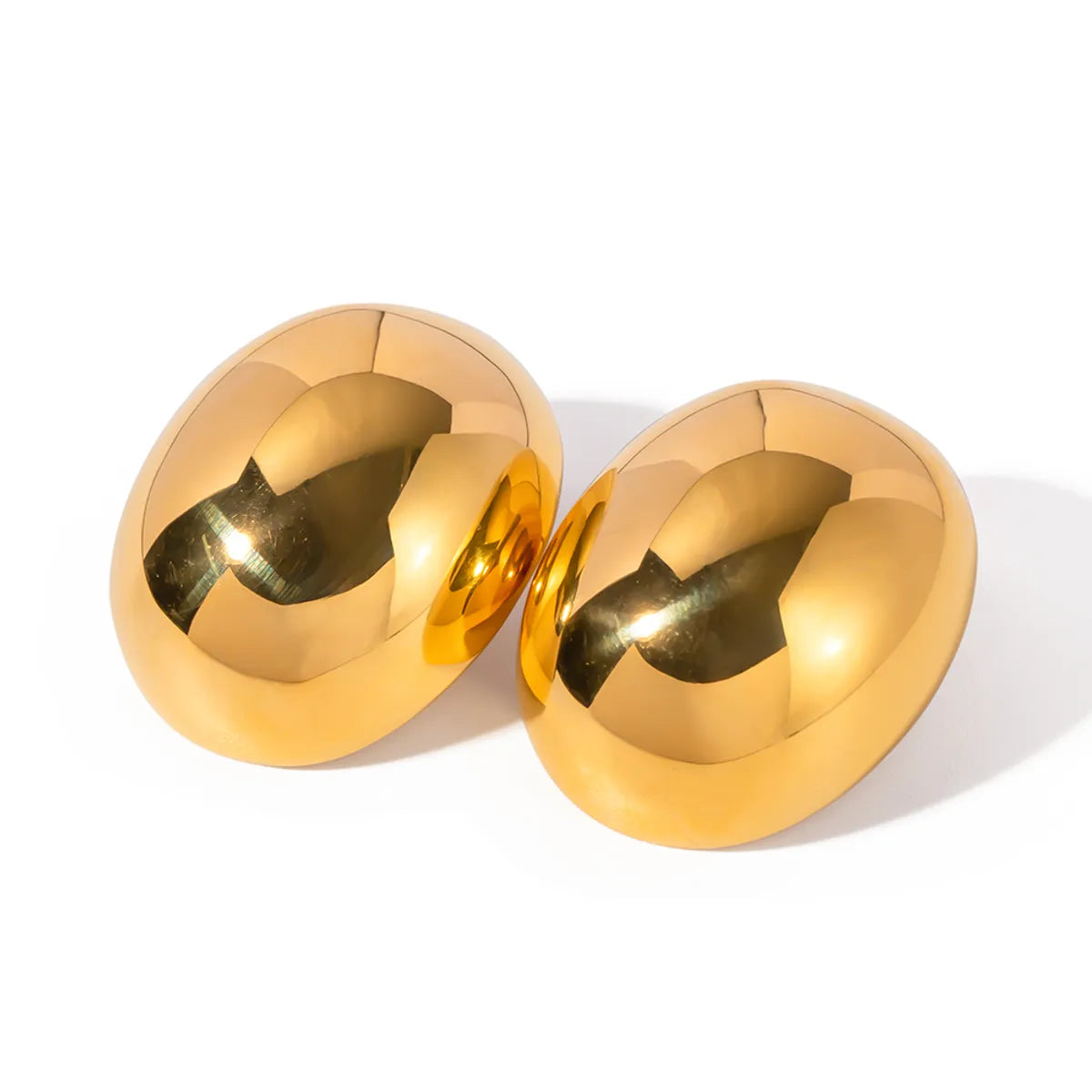 1 Pair Ig Style Oval Plating Stainless Steel 18k Gold Plated Ear Studs