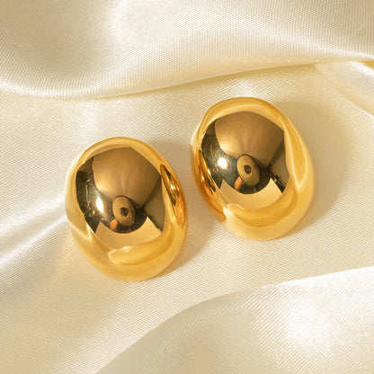 1 Pair Ig Style Oval Plating Stainless Steel 18k Gold Plated Ear Studs