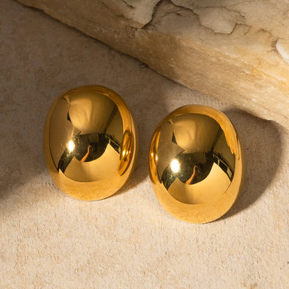 1 Pair Ig Style Oval Plating Stainless Steel 18k Gold Plated Ear Studs