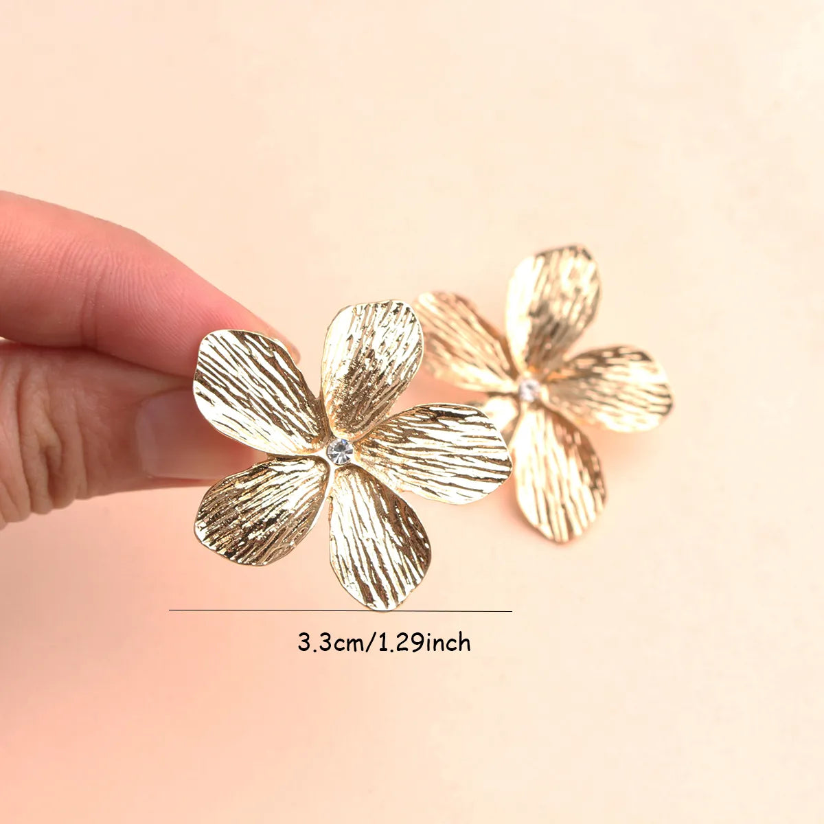 1 Pair Ig Style Petal Plating Inlay Alloy Rhinestones Gold Plated Ear Studs