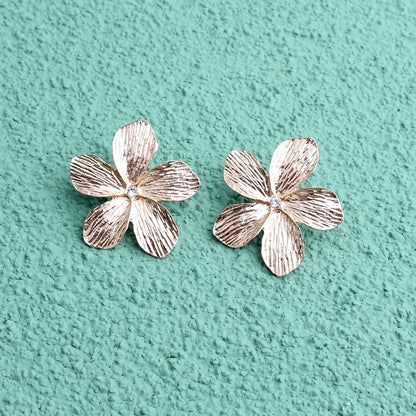 1 Pair Ig Style Petal Plating Inlay Alloy Rhinestones Gold Plated Ear Studs