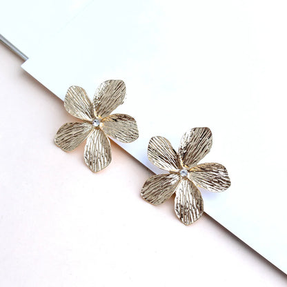 1 Pair Ig Style Petal Plating Inlay Alloy Rhinestones Gold Plated Ear Studs