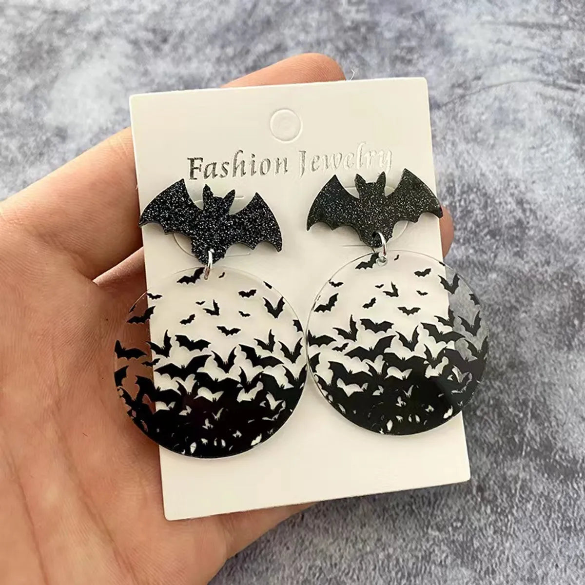 1 Pair IG Style Punk Heart Shape Bat Arylic Drop Earrings