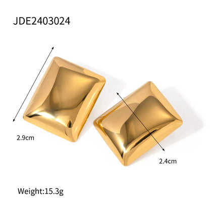 1 Pair IG Style Rectangle 304 Stainless Steel 18K Gold Plated Ear Studs