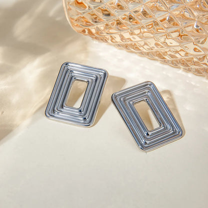 1 Pair IG Style Rectangle 304 Stainless Steel Ear Studs