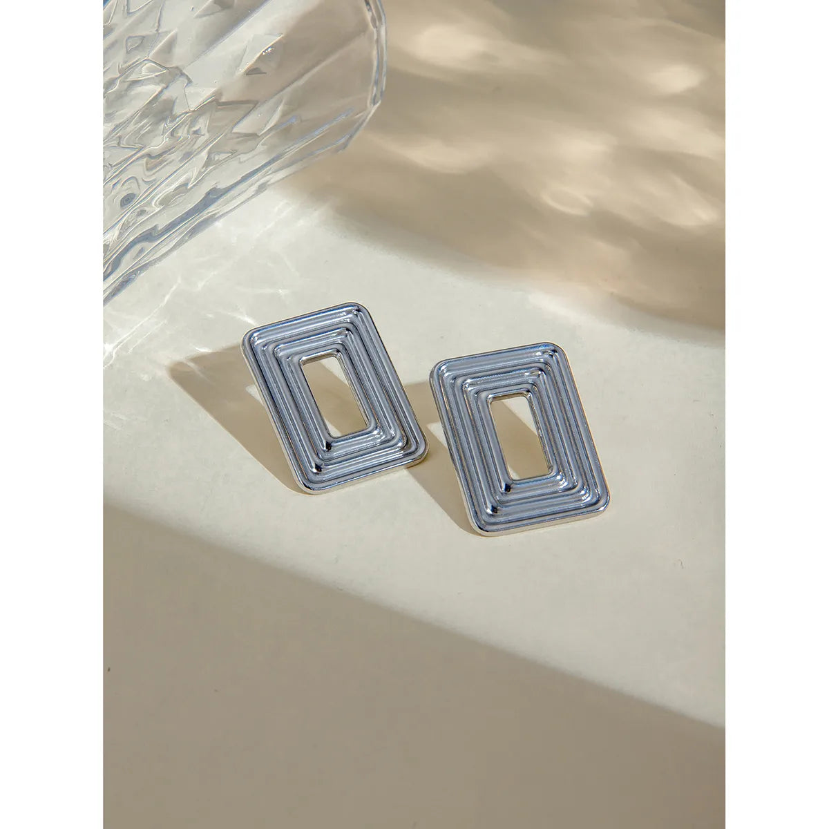 1 Pair IG Style Rectangle 304 Stainless Steel Ear Studs