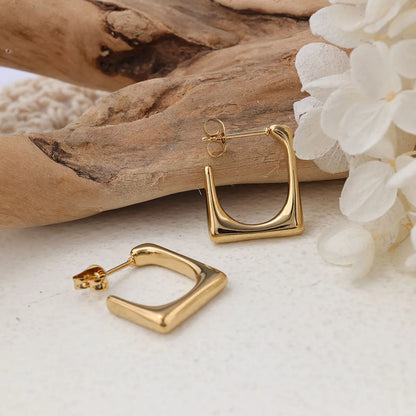 1 Pair Ig Style Rectangle Plating Stainless Steel Ear Studs