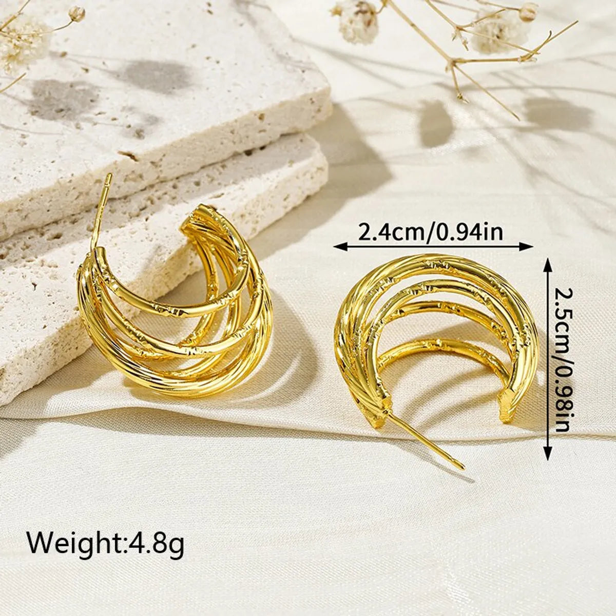 1 Pair Ig Style Retro Classic Style Geometric Plating Copper 18k Gold Plated Ear Studs