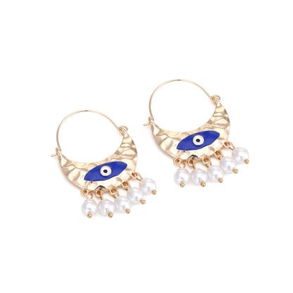 1 Pair Ig Style Retro Devil's Eye Enamel Pearl Alloy Drop Earrings