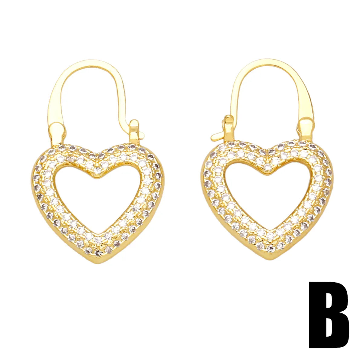 1 Pair Ig Style Retro Fashion Heart Shape Plating Inlay Copper Zircon 18k Gold Plated Earrings