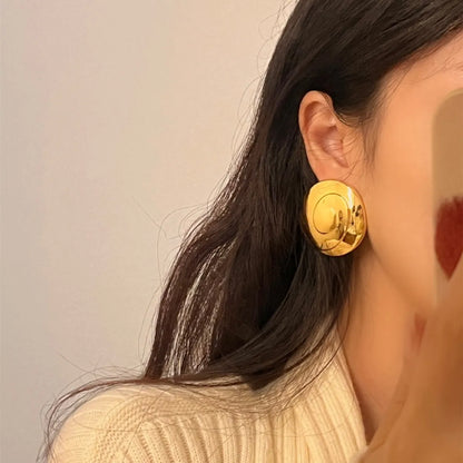 1 Pair Ig Style Retro French Style Round Plating Alloy Gold Plated Silver Plated Ear Studs