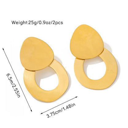 1 Pair IG Style Retro Geometric Cutting 304 Stainless Steel 18K Gold Plated Drop Earrings