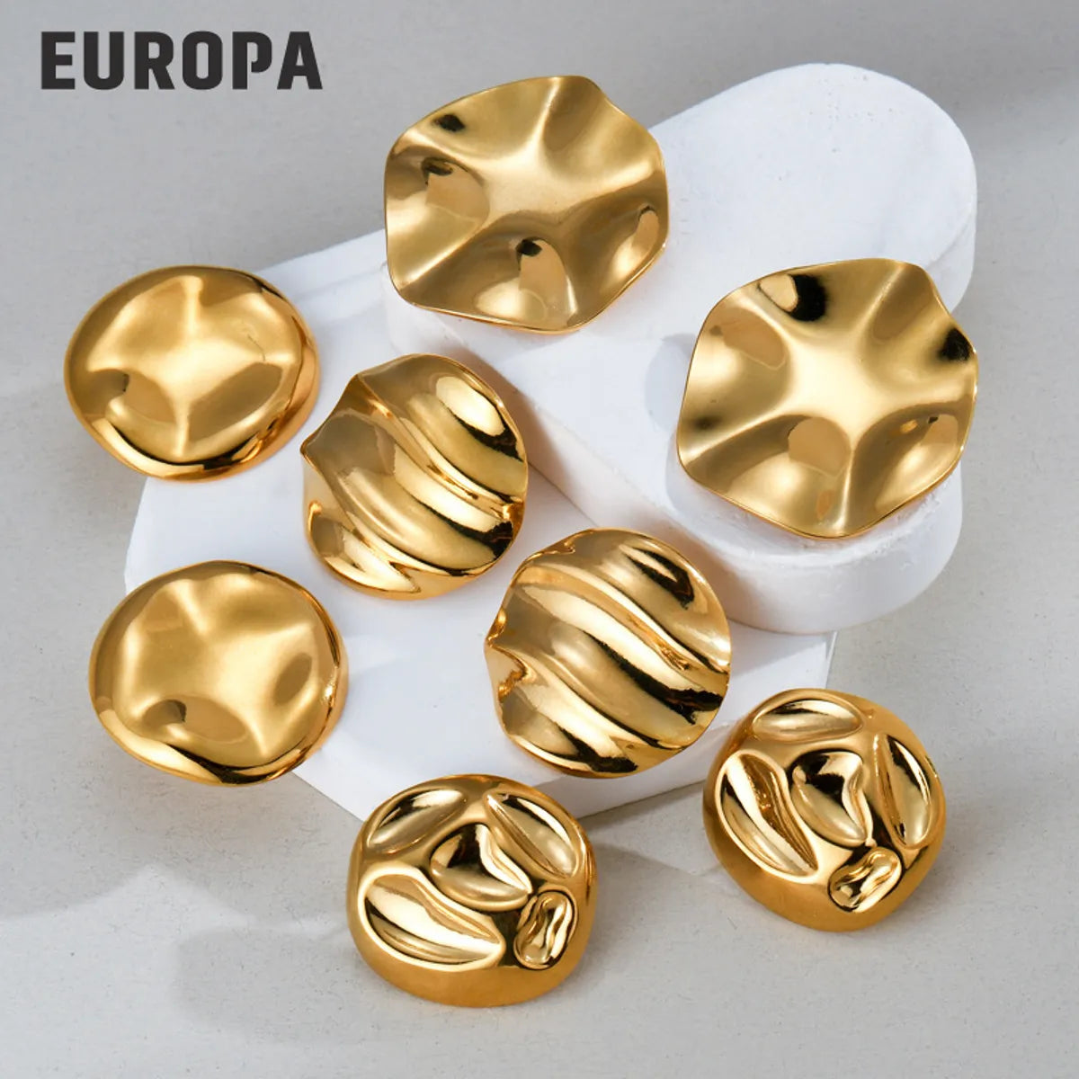 1 Pair IG Style Retro Geometric Plating 304 Stainless Steel Ear Studs