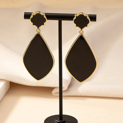 1 Pair Ig Style Retro Geometric Water Droplets Enamel Plating Alloy Gold Plated Drop Earrings