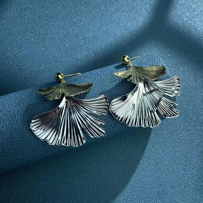 1 Pair Ig Style Retro Ginkgo Leaf Plating Copper Drop Earrings