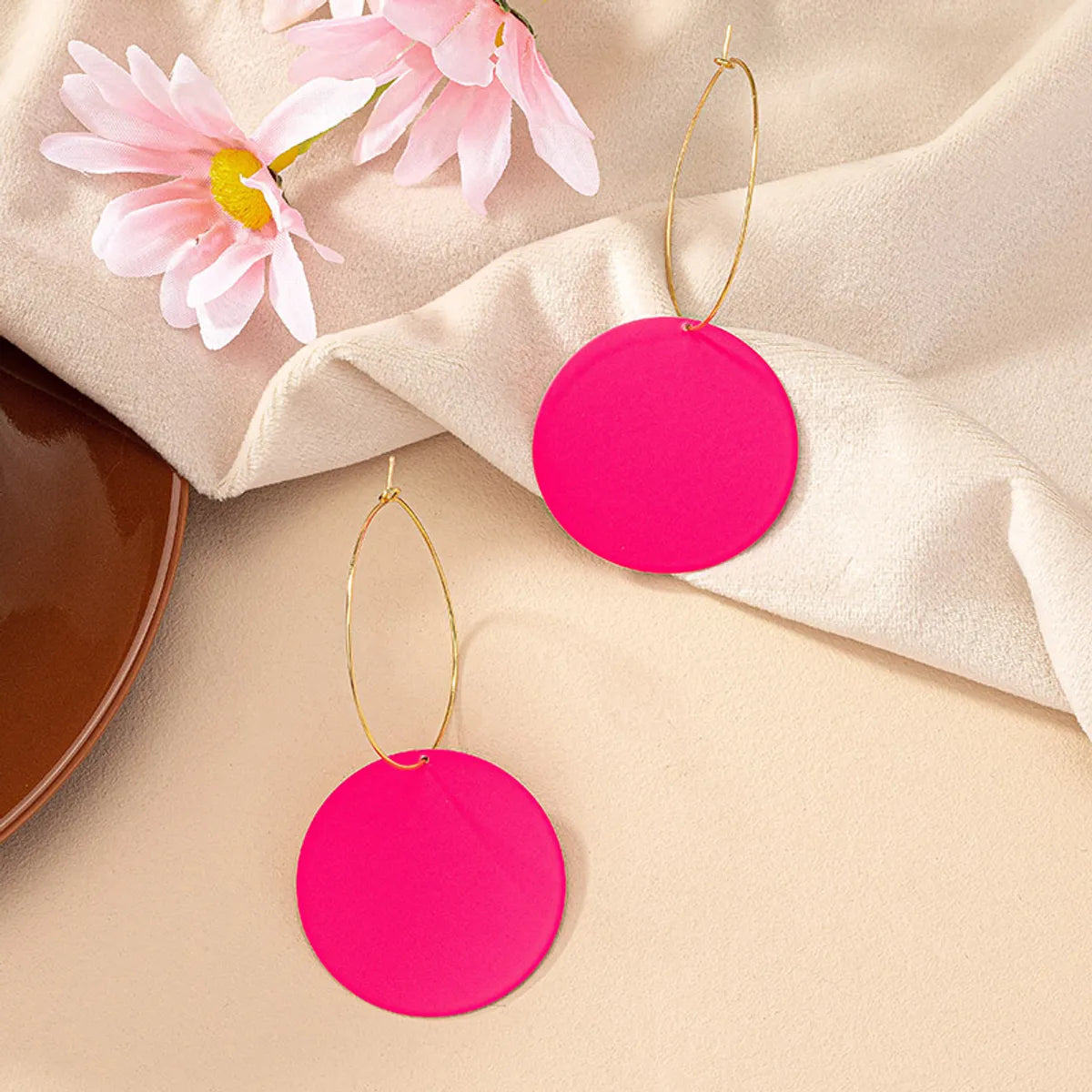 1 Pair Ig Style Retro Korean Style Geometric Round Plating Arylic Drop Earrings