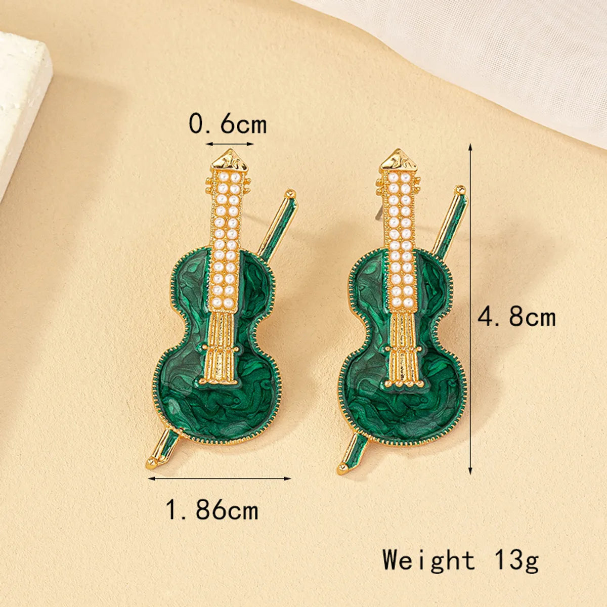 1 Pair Ig Style Retro Lady Violin Plating Inlay Alloy Artificial Pearls 14k Gold Plated Ear Studs