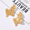 1 Pair IG Style Retro Maple Leaf Shell Lightning Plating Pleated 304 Stainless Steel 18K Gold Plated Ear Studs