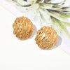 1 Pair IG Style Retro Maple Leaf Shell Lightning Plating Pleated 304 Stainless Steel 18K Gold Plated Ear Studs